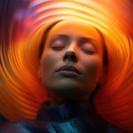 hipnosismediumnica Woman art female style colorful model abstract blue portrait young night red human light bright head beauty surreal background violet fashion person face